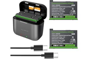 Adicop insta360 X3 Baterías Impermeables con Cargador Hub para Batería Insta 360 One X3, 2PCS 1850 mAh Baterías compatibles con Insta 360 x3