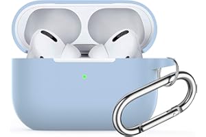 Custodia per AirPods Pro,Watruer Soft Silicone Skin Cover Custodia protettiva antiurto con portachiavi per Apple Airpods Pro 2019 (LED anteriore visibile) - Azzurro