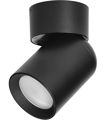 SSC-LUXon LED Aufbaustrahler Extra flacher Deckenspot Aufbau Alu schwarz schwenkbar mit fourSTEP, Warmweiß, LED Aufbauspot