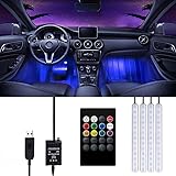 Interior Car Lights - Trongle Car Strip LED Lights, Waterproof with 4pcs 48 LEDs 8Colors with Sound Sensor and Remote Control