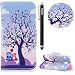 Produktbild HUDDU Compatible for Bunt Handyhülle Schutzhülle Samsung Galaxy J3 2017/J3 Pro 2017 J330/J3 Pro Duos Hülle Blumen Eule Flip Leder Tasche Wallet Case Cover Kartenfach Stand Klapphülle Mädchen Pink