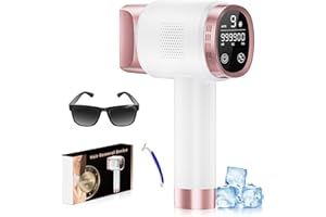 Beauris Ice-Cooling IPL Hair Removal Device, 21J Laser Hair Removal Device, 9 Energy Levels, IPL Laser Hair Remover for Women Men, Facial Bikini Line Arm Armpits Leg Body, Rose Gold