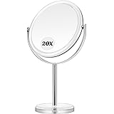 MIYADIVA Espejo Maquillaje Aumento 1x/20x,Espejo 20 aumentos con Giratorio 360° para Maquillaje,Espejo de Aumento de tocador 