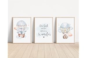 MeinBaby123® Images pour chambre d'enfant,Lot de 3 posters DIN A4,Poster pour chambre d'enfant,Décoration pour chambre d'enfant, cadeau de naissance,Cadeau de bébé (éléphant & KrokoV1)
