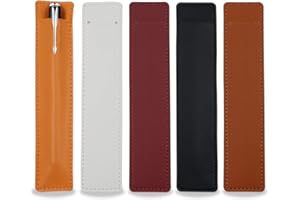 FATIYA 5 szt. skórzany pojedynczy futerał na pióro wieczne miękkie etui na długopis dla mężczyzn kobiet, długopis ochronny pokrowiec etui do biura, szkoły, prezent biznesowy (biały, pomarańczowy, czarny, czerwony, brązowy)