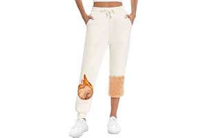 Vancavoo Spodnie do biegania, damskie, bawełniane, polarowe, ciepła wyściółka wewnętrzna Sherpa, spodnie dresowe, wysoka talia, spodnie do biegania, spodnie rekreacyjne, luźne spodnie treningowe na zimę, z kieszeniami