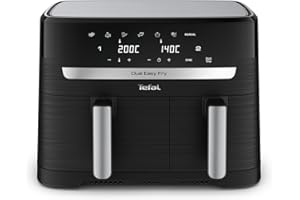‎TEFAL Tefal Dual Easy Fry Heißluftfritteuse 8,3 L – Airfryer mit 2 Kammern & XL-Schublade, 7 Programme, 2700 W, Extra-Crisp-Technologie, fettarm frittieren & energiesparend, spülmaschinenfest EY9018