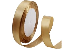 POPOYU Cinta de Satén 15mm x 23m Oro Champán Seda Raso - Rollo de Cinta de Raso Satén para Decoración Boda Cumpleaños Fiesta - Manualidades y Complementos el Pelo Coser Arte Embalaje de Regalo