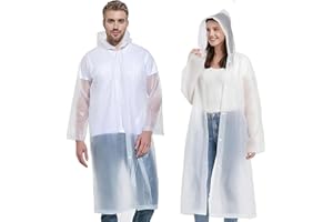 Vspek 2 Piezas Chubasqueros Con Capucha y Mangas Lluvia Impermeable Reutilizable Poncho Portátil Ligero Larga Abrigo Para Excursionismo Al Aire Libre Acampar