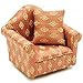 Produktbild 1 Stück _ Miniatur - Sessel mit Kissen - " rot weinrot - gemustert " - für Puppenstube Maßstab 1:12 - rotbraun / beige - gestreift - Sofasessel - Relaxsessel - Wohnzimmersessel - Relaxliege - Puppenmöbel Puppenhaus / Puppenhausmöbel - Wohnzimmer Klein - Wohnzimmerlandschaft - Puppensofa - Möbel - Wohnlandschaft - Miniatur Diorama - Ohrensessel - Armlehnensessel - Wohnzimmermöbel - Dekoration / Geldgeschenk - Sofa / Couch