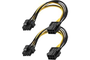 RTDHO 2 Pcs 6-Pin PCIe to 8-Pin PCIe Power Adapter Cable PCI Express 6 Pin to 8 Pin Secure GPU Connection for Graphics Cards 20 cm Flexible Copper Wiring