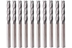Bestgle 10pcs 1/8" Shank Tungsten Carbide End Mill Cutter, 4 Flutes Spiral Bit End Milling Cutter piral CNC Rotary Bits Set (3.175 x 15mm)