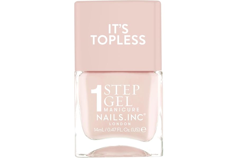 Nails Inc It's Topless Gel-Like Nail Polish, 4-in-1 Base Coat, Treatment, Colour & Top Coat, Long Lasting, Strong, Chip Free Nails, Glossy Salon Quality Manicure, Air Dry Nail Polish, Renee, 14 ML