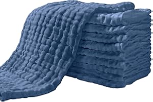 Yoofoss Mussola Neonati, 10-Pezzi Mussola Bambini di 4 Strati 100% Mussola Cotone e Asciugamano Cotone Bambino 27x50cm per Bambini e Mamme