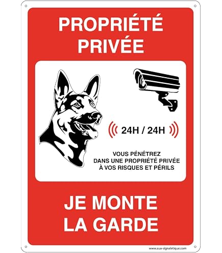 Lot De 2 Panneaux Propriété Privée – Aluminium 200x300 Mm Avec Vidéo Surveillance, Attention Chien, Résistant UV Et Intempéries
