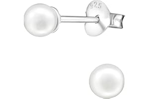JAYARE Kinder Perlenohrringe Silber 925 Mädchen - kleine Perlen Ohrringe - 4 mm - Ohrstecker Stecker