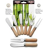 Smartizi 6 Par&ccedil;a Doğal Bambu Kahvaltı ve Sunum Seti - 3 Mini Kokteyl &Ccedil;atalı ve 3 Tereyağı Re&ccedil;el S&uuml;rme Spatulası