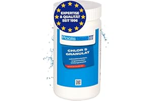 PoolsBest 1kg Chlor S Granulat I schnelllösliches Chlorgranulat-Pulver mit 56% organischem Aktiv-Chlor I Schnellchlor-Granulat zur Poolreinigung I pH-neutrale Stoßchlorung & Schnelldesinfektion
