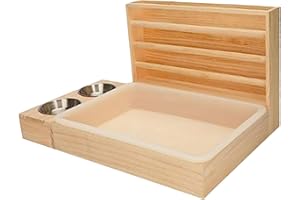 Gralara Mangiatoia per Conigli in Legno Bunny Hay Manger con Lettiera Dispenser per Alimenti Forniture per Mangiatoia per Ripiani