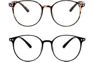 KEYRI 2 Pack Blaulichtfilter Brille Runder Rahmen Blue Light Glasses zur Reduzierung von Kopfschmerzen und zur Verbesserung des Schlafs Blaulichtbrille für Frauen und Männer
