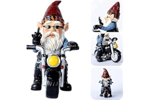 LOMUG Nain De Jardin Moto, 15 x 14 cm, pour L'extérieur, Décoration de Terrasse et Balcon