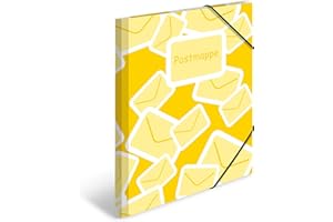 ‎HERMA HERMA 7129 Postmappe A4 Schule Gelb, Kinder Juris-Mappe aus Kunststoff mit Innendruck & Gummizug, stabile Sammelmappe aus Plastik für Jungen & Mädchen