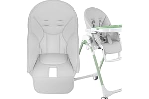 ARSBORUI Coussin Chaise Haute Bébé, Housse Chaise Haute Bébé, Housse en Cuir PU pour Chaise De Salle À Manger pour Bébé, Housse Siège Confortable pour Peg Perego,Siesta Zero3,Baoneo,Kosmic Jané (light grey)