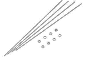 DDHOMIN 4 PCS Full Threaded Rods with 8 Hex Nuts, 304 Stainless Steel Threaded Rod Bolt and Nut Kit (M4 x 300mm)