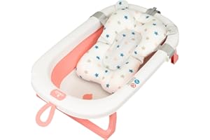 Toral Bañera Plegable Bebé con Patas Rosa - Cómoda y Fácil de Guardar con Asiento y Patas Antideslizantes - Portátil Modelo Bathy Rosa con Cojín