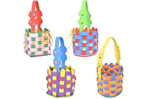 FANXIYA 4 Stück Ostern Bastelsets Korbflechten, DIY Kreativsets zum Basteln und Dekorieren, Handgewebte Körbe, Materialpaket für die Produktion im Kindergarten