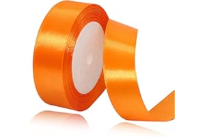 XMASOLD Orange Satinbands 25mm Breit, 22 Meters Schleifenband, Geschenkband für Geschenkverpackungen, DIY Handwerk, Blumensträuße, Nähprojekte, Schleifenherstellung, Geburtstags- und Hochzeitsdekorationen