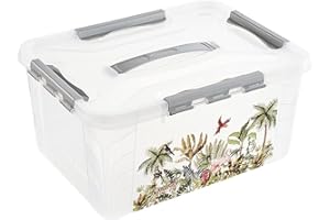 keeeper Jungle Boîte de Rangement avec Couvercle et Verrouillages à clic, pivotante et empilable, 15,3 L, lina, Cosmic gris
