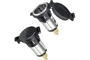 Leehitech 2 Pack 12V/24V Cigarette Lighter Socket, 120W Waterproof Marine Grade Car Cigarette Lighter Female Socket Outlet Dustproof Cover for Boat, Motorcycle, Riding Mower, Car, Tractor