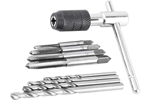Zestaw Kluczy do Gwintowników 9 szt., M3 M4 M5 M6 Gwintowniki z Wiertłami Krętymi w Kształcie Litery T, Komplet Narzędzi do Gwintowania Metali i Plastików
