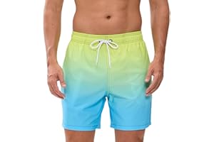 Vorvowry Costume Uomo Mare Calzoncini Asciugatura Rapida Costumi da Bagno Impermeabile Boxer con Tasca Estivi Pantaloncini Uomo Colore Sfumatore per Nuoto Corsa Fitness