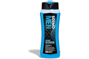 Marca Amazon - Solimo Gel de ducha sport para hombre 3 en 1 (Cuerpo, cara y cabello)24 horas de frescor- 400 ml