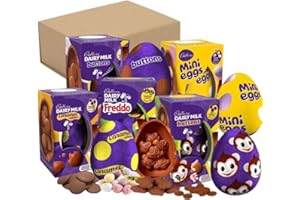 KENNYKRAFTS Cadbury Mini Easter Eggs Gift Box Hamper (Pack of 5) Dairy Milk Buttons/ Freddo - Caramel and White eggs Bundle