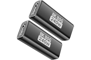 Puiseno 2 Stück USB-C Kupplung (Buchse zu Buchse) Adapter, unterstützt Thunderbolt 5, 240W, 80Gbps,Kompatibel mit Allen USB-C Geräten Aufladen, Video, Audio verlustfrei, Schwarz