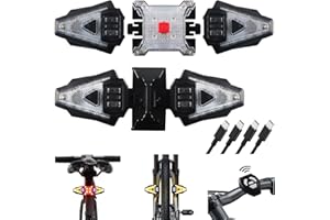 KAIDENGZHE 5PCS Feux Arrière de Vélo avec Clignotant, Avant et Arrière Clignotant de Vélo Rechargeables USB Divisés Télécommande Clignotant de Vélo avec Voyant Avertissement Flash et Feu Arrière Rouge pour Vélo