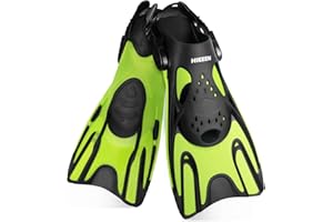 Hikeen Aletas Snorkel Ajustables: Aletas Natacion Piscina para Adultos y Jóvenes Aletas Buceo con Talón Abierto, Aletas Natacion Unisex Incluye Bolsa de Malla