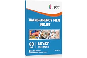 Uinkit 60 Sheets Printable Transparency Film Acetate Clear Sheets for Crafts 8.5x11 OHP Overhead Projector Film For Inkjet Printer Quick-Dry