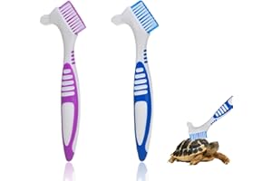 LGYUWER 2 Pcs Turtle Cleaning Brush Mini Double-Sided Cleaning Brush Plastic Toothbrush Stain Brush for Turtle Shell Fish Tank Accessories (Blue+Purple)