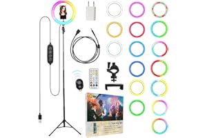 STARBEA Anillo de luz con trípode para teléfono móvil USB Enchufe Europeo 29,5 cm Anillo de luz para Selfie con Cable de extensión y Control Remoto para Youtube (Anillo de luz de 29,5 cm y trípode de 145 cm)