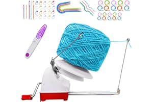 RRIGO Ball Winder Large Yarn Knitting Loom Crochet Swift Yarn Fibre Cord Ball Wool Winder DIY Tool Kit, 1 Yarn Ball Winder + 1 x Scissors + 53 Pieces Stitch Knitting Needles