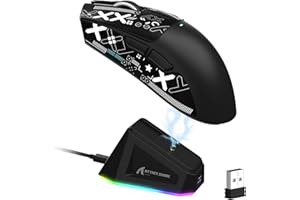Bezprzewodowa Mysz Do Gier LexonElec x ATTACK SHARK X11 z Magnetyczną Stacją ładującą RGB, PAW3311, Ultralekką Mysz Do Gier w Trzech Trybach 59 g z Taśmą, Przewodowa/2,4 G/BT, 22 K DPI-Black&Tape