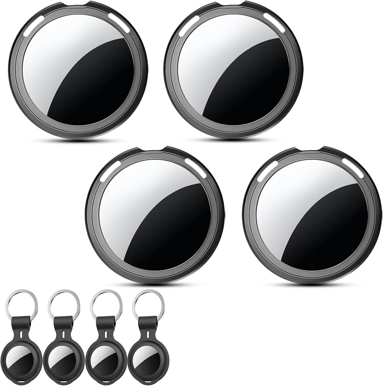 Air Smart Tracker Tags 4 Pack [Apple MFi Certified] (iOS Only) Item Finders Work with Apple Find My Worldwide Tracking 80dB Waterproof for Keys Luggage Wallet Pets Travel No Subscription Includes case