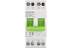 DEWIN Interruttore di Trasferimento,Commutatore 2P 63A 240VAC Dual Power Manual Transfer Interruttore di Trasmissione Manuale a Doppia Potenza