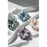 4'l&uuml; Kadın Saten Sa&ccedil; Lastik Toka Seti - L&uuml;ks İpek G&ouml;r&uuml;n&uuml;ml&uuml; Bağlama Scrunchie Topuz Gece Tokası Set