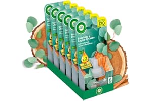 AIRWICK Air Wick Diffusore Elettrico di Oli Essenziali, 6 Ricariche per Diffusore Elettrico alla Fragranza Eucalipto e Legno di Cedro, Profumatore per Ambienti Elettrico con Oli Essenziali
