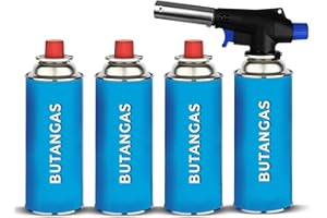 VANORELL Brenneraufsatz Flambierer inkl. 4 Gaskartuschen Butan Brenner Bunsenbrenner Gas Lötbrenner Gasbrenner Flambiergerät Unkrautbrenner